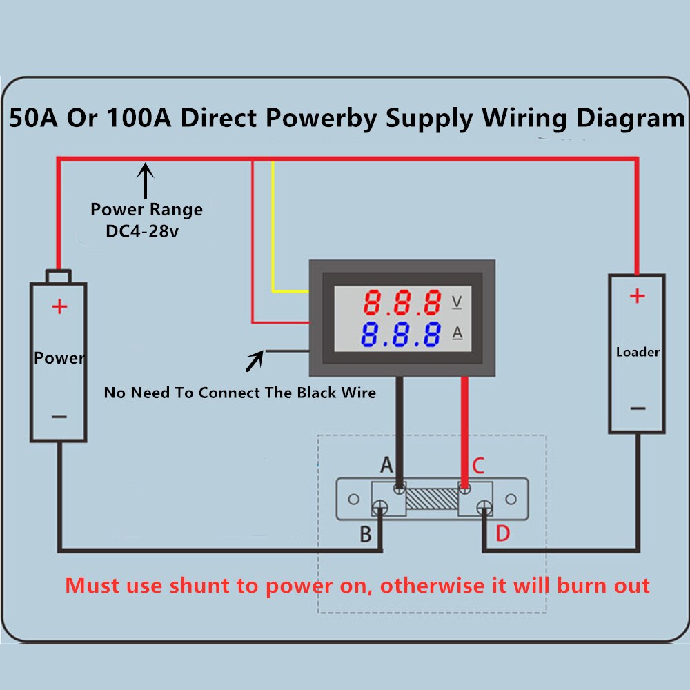 DC 100V 10A Voltmeter Ammeter Blue + Red LED Amp Dual Digital Volt Meter Gauge