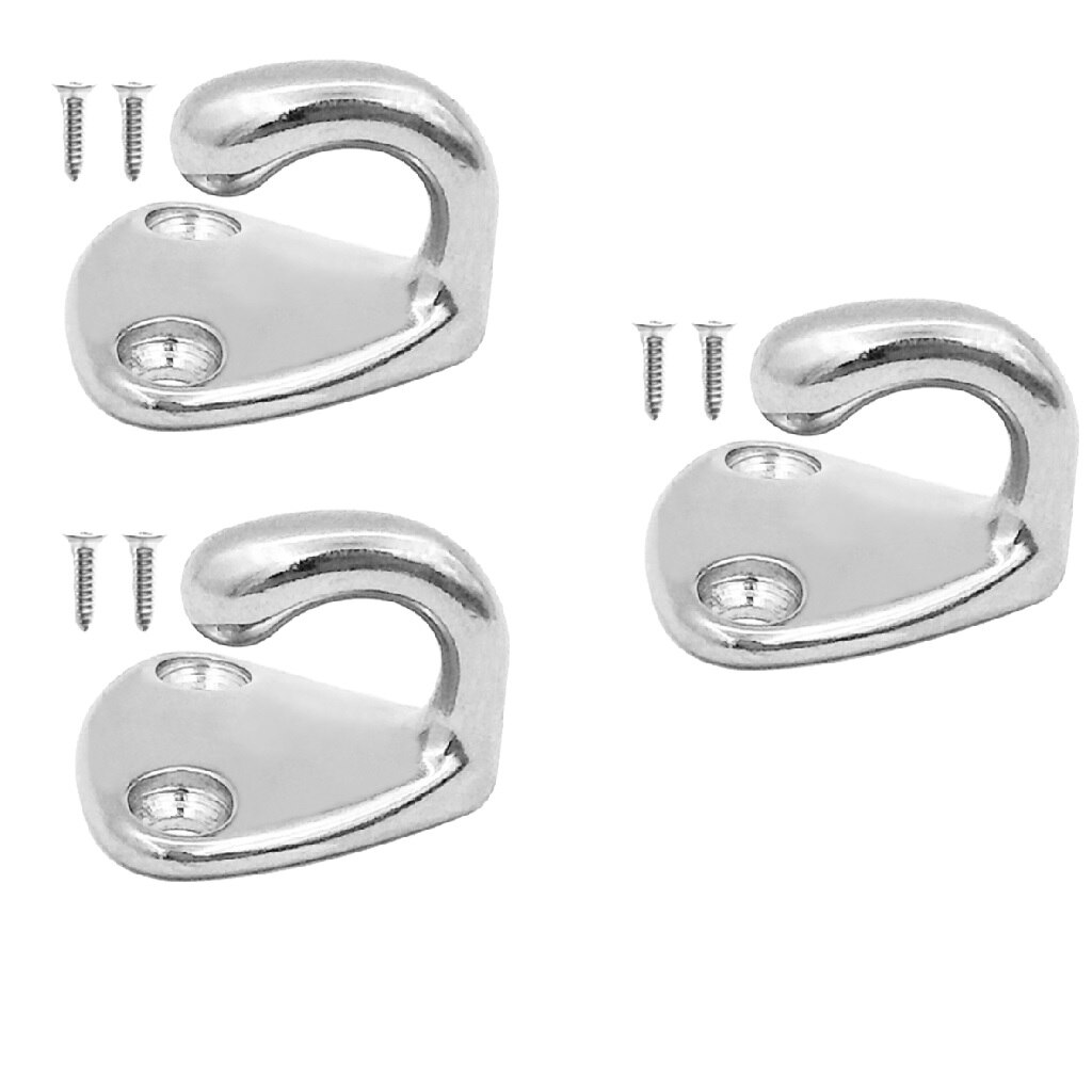 3pcs Marine Grade Stainless Steel Boat Hook Coat and Hat Hook Wall Mount