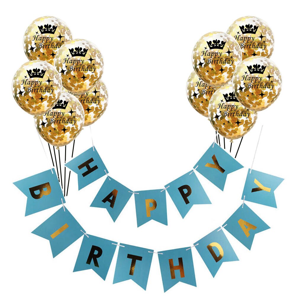 1set Adult Kids Happy Birthday Ballon Letter Banner Gold Confetti Helium Latex Ballon Party Decorations Air Balls Globos: as picture 7