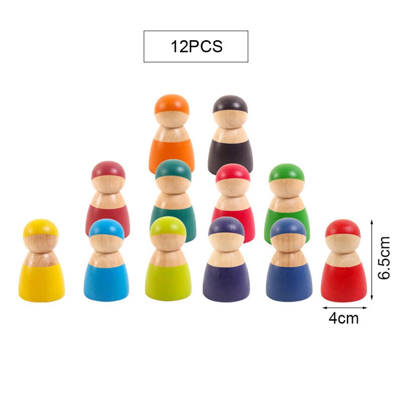 Montessori Spielzeug Gebäude Regenbogen Holz Spielzeug Montessori Bildungs Holz Spielzeug Stapeln Pädagogisches Spielzeug Für Kinder Kinder Spielzeug: WT265 12PCS