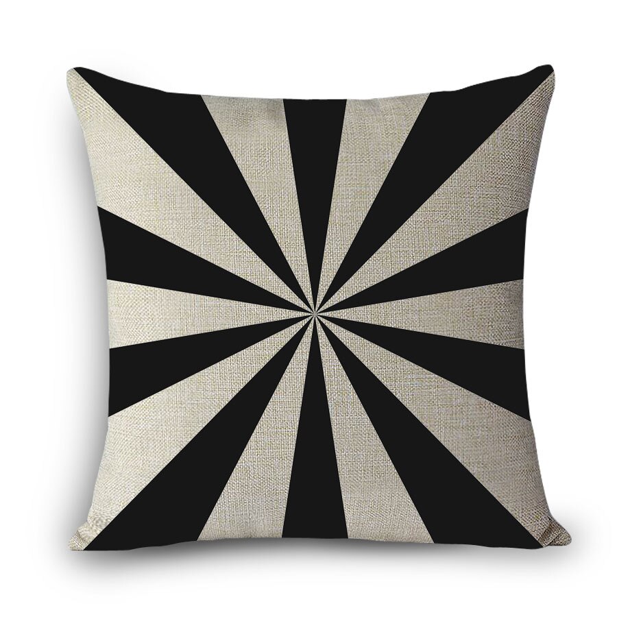 Cojines decorativos para el hogar, cubierta de asiento de lino con estampado cuadrado europeo, negro geométrico, blanco, vintage