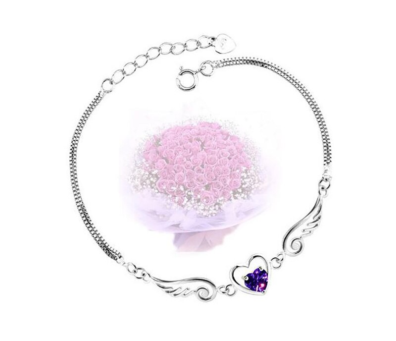 Ragazze di modo Collezioni Del Partito Ali di Angolo Del Cuore 925 Braccialetto in Argento sterlina per migliore Amico Amicizia Regalo 5Y274