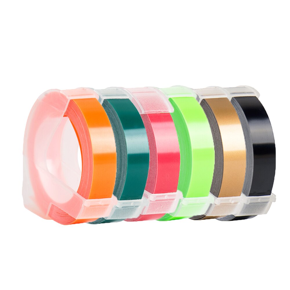 6 rollen Mehrfarbig PräGen Band 9MM Präge Etikett Band Nachfüllung Kompatibel für Motex E101 und DYMO 12965 Präge Etikett Hersteller: 6Rollen gemischt Farbe G
