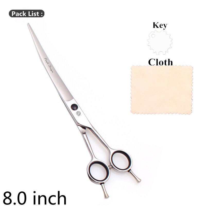 Ebene Pflege Schere 5,5 "6" 7 "8" Lila Drachen Edelstahl Hund Schere Gebogene Schere Haustier Schere Finger Rest Z1028: Z1028 Yin UC 8N