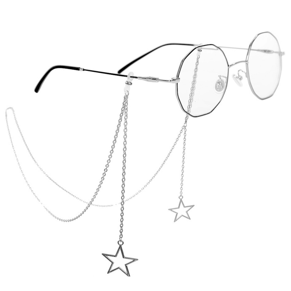 Women Eyeglass Chain Hollow Star Pearl Beaded Sunglasses Reading Glasses Lanyard Eyewear Holder Neck Strap Rope