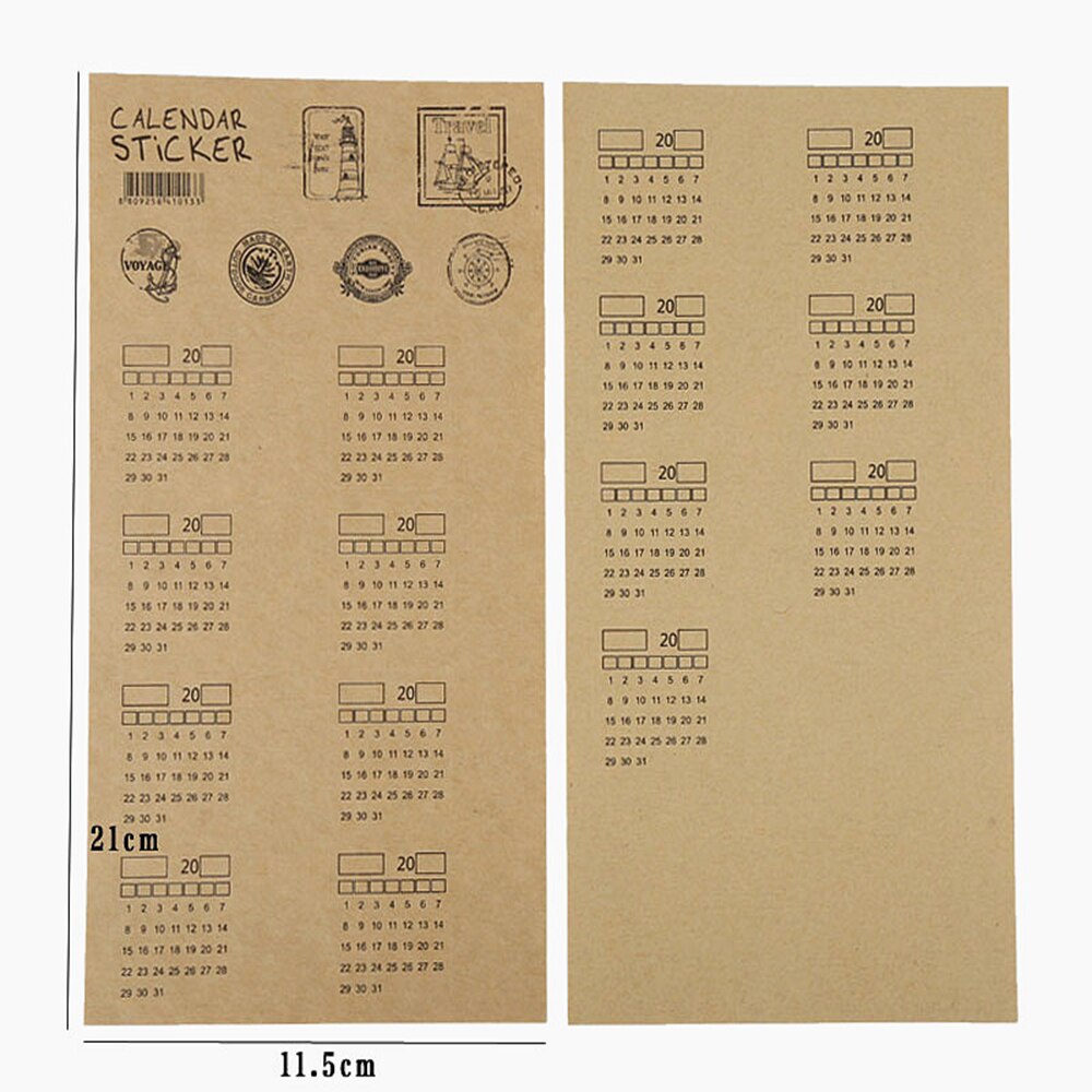 2/4 Sheets Kraft Paper Handwritten Calendar Index Sticker Notebook Index Label Stickers Retro Stationery Paper Sticker