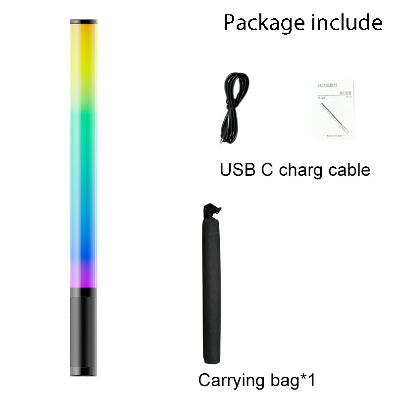 Rgb-fotografielichtstaaf, handzame led-videolichtstick 2700k-9900k ° kleuren 360 2600 mah oplaadbare batterij en app-afstandsbediening.: Wit