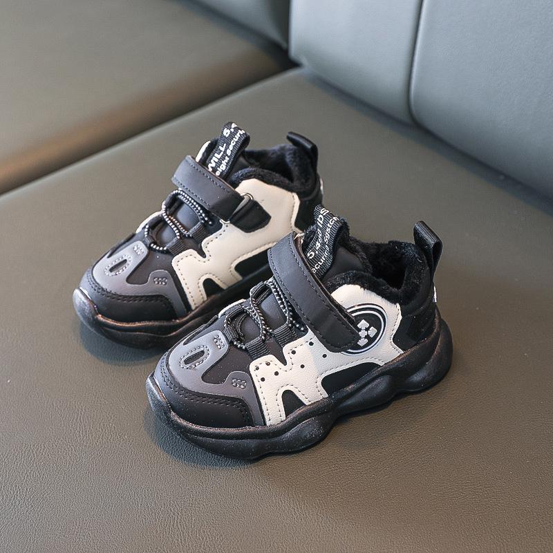 Winter Plüsch Baby Baumwolle Schuhe Jungen Und Mädchen Sport Schuhe freundlicher Nicht Weiche Wanderschuhe: schwarz / 28