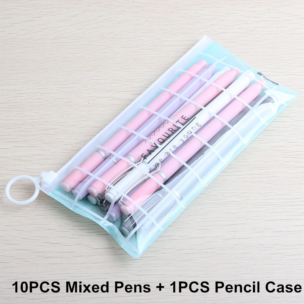 10Pcs/Set Promotional gel pen And Pencil Case Pen Stationery Kawaii Gel Ink Pen School Stationery Office Suppliers Pen