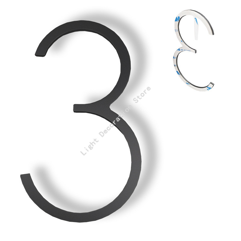 Número de casa autoadhesivo de acero inoxidable, señal de dirección negra de 0-9 letras, placas de puerta grandes y modernas, números para el hogar y exteriores, 5 pulgadas/12,5 cm: Azul cielo