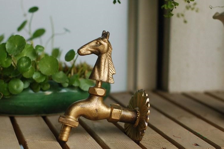 Outdoor Decorativ Garden Faucet Animal Shape Bibcock Antique Brass Horse Tap For Washing Mop/Garden Watering Animal Faucet
