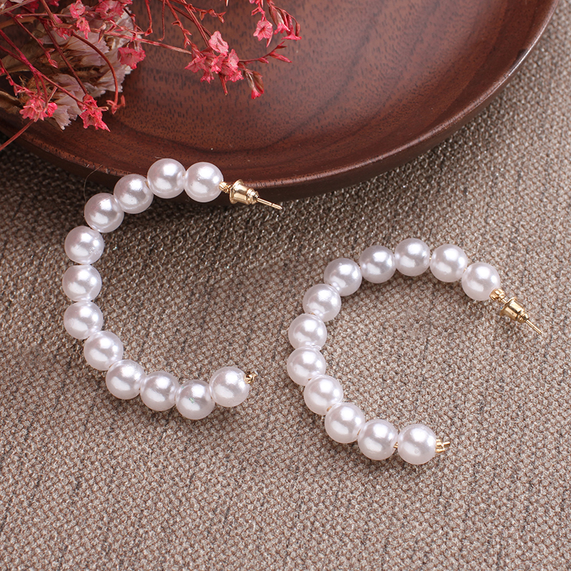 Brincos imitação de pérola boho brancos, brincos grandes dourados femininos, joias coreanas: E827F