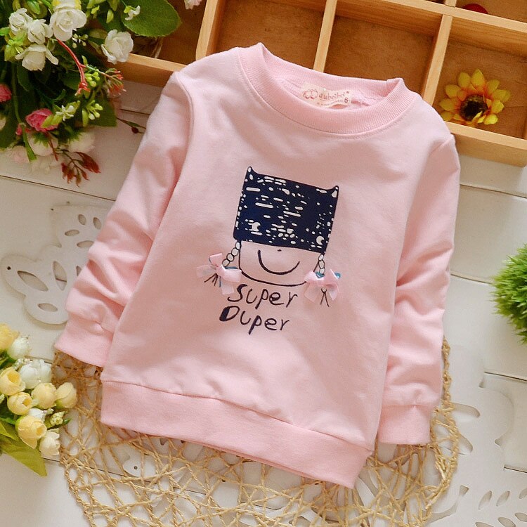 Baby Top Voorjaar Baby Katoen Cartoon Meisje Patroon Lange Mouw T-shirt: Roze / 24M