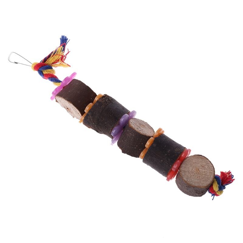 Juguetes coloridos aves loro flor mordedura de Madera Juguetes con cascabel Molar ejercicio mascota juguete LX9C