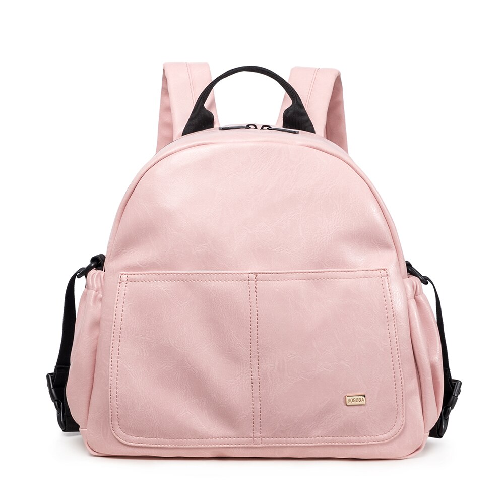 Ble taske til moder lyserød stor kapacitet solid baby taske rygsæk med 2 stropper stilfuld barsel bleetaske: Default Title