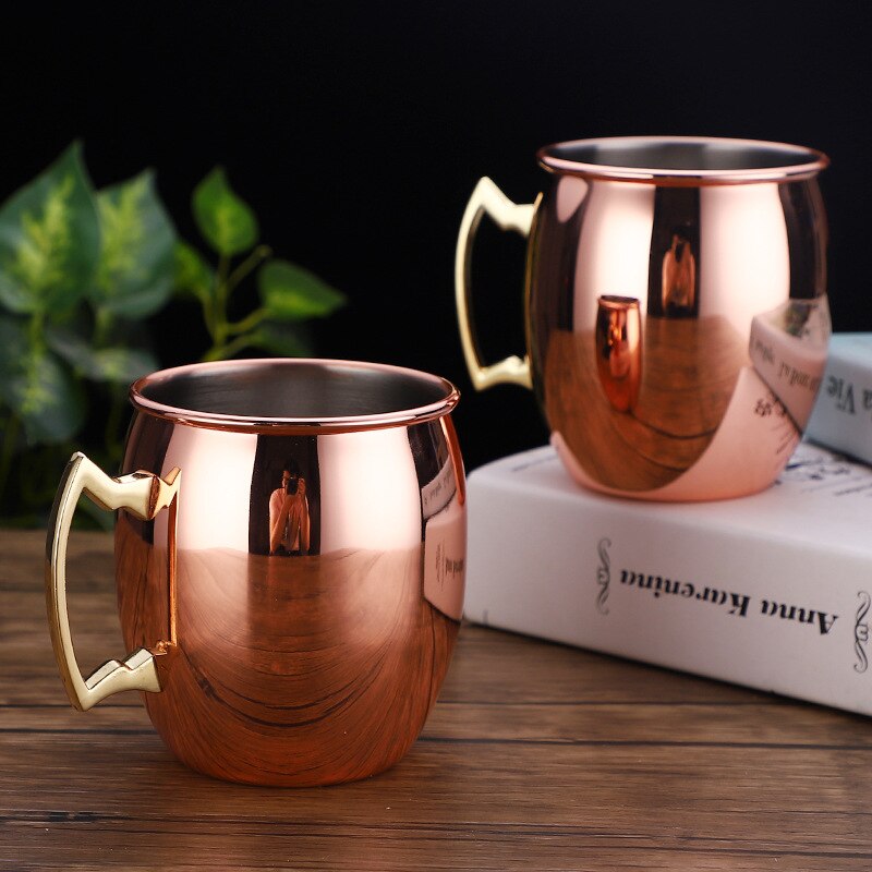 Stainless steel 304 copper plated drum beer mug mug Moscow donkey mule cup rose gold cocktail glass coffee cup