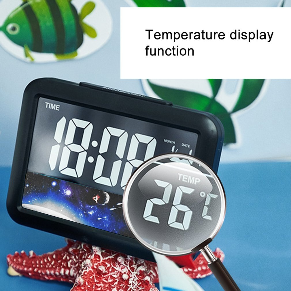 Universe print shell Color Screen Children's Electronic Clock Alarm Clock LCD Electronic Clock For Children