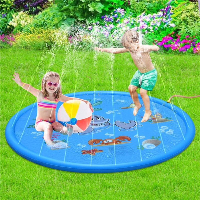 170cm Outdoor Rasen Strand Meer Tier Aufblasbare Wasser Spray Kinder Sprinkler Spielen Pad Matte Wasser Spiele Strand Matte Kissen spielzeug