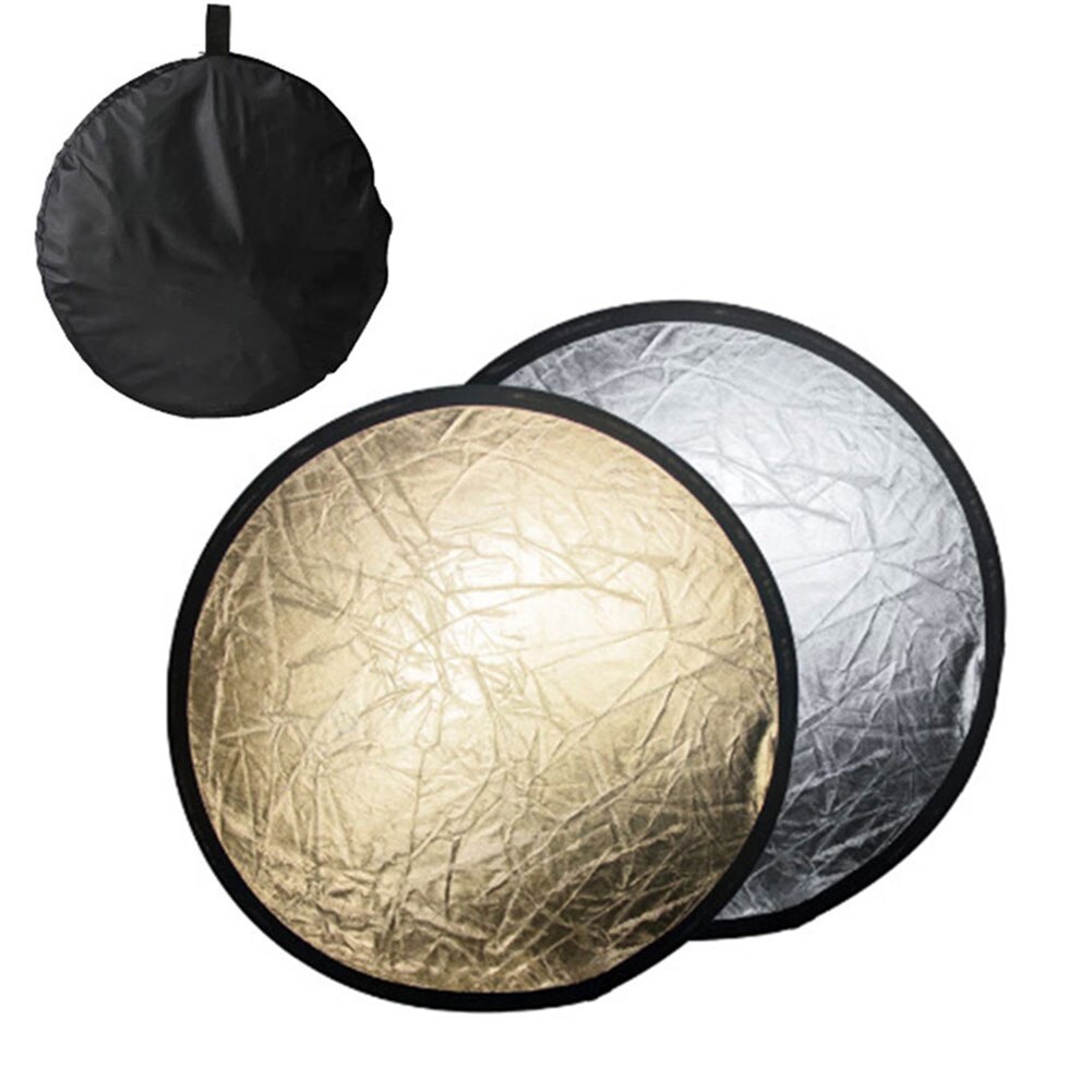 2 In 1 Photo Diffuser Gold Silver Light Reflector Round Durable With Storage Bag Folding Studio Photography Multi Disc Nylon