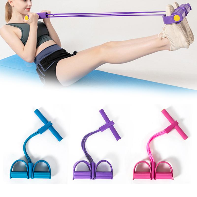 Latex pedal træner sit-up fitness tyggegummi 4 rør modstandsbånd træk reb ekspander elastikbånd yoga udstyr pilates træning