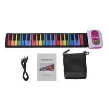 37-Key Draagbare Roll-Up Piano Silicon Elektronische Toetsenbord Kleurrijke Toetsen Ingebouwde Speaker Muzikale Speelgoed voor Kinderen Kids
