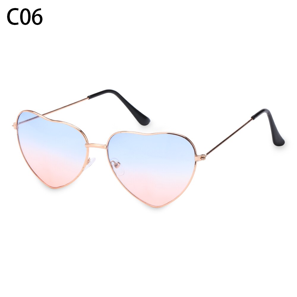 1 unidad de gafas de sol en forma de corazón retro UV 400 Color caramelo gradiente océano lentes marco de Metal vestido de fantasía ropa de calle mujer: C06