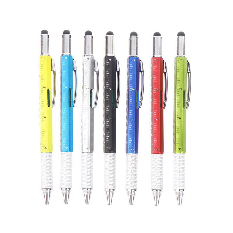 6 in 1 Multi Purpose Pen with Capacitive Touch Screen Ruler Multi Head Screwdriver Work Functional Sign Tool Pen: Default Title