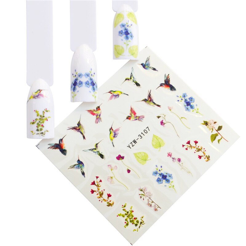WUF 12 pièces autocollant pour ongles fleur filigrane curseur définit coloré vernis décalcomanies enveloppes pour manucure Nail Art accessoire: YZW-3107