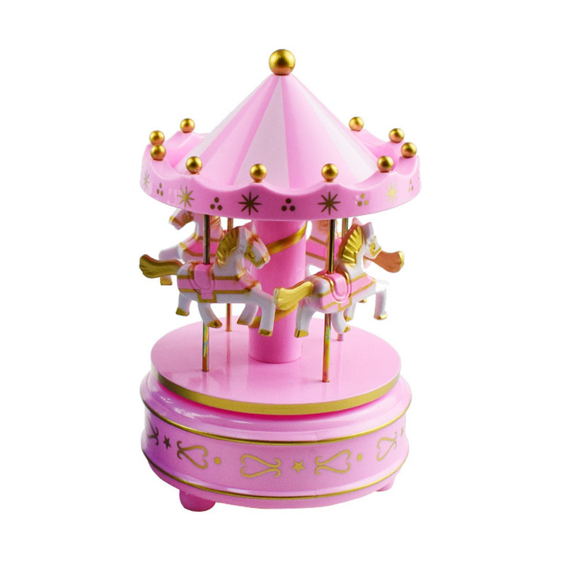 Merry-go-round Music Boxes Geometric Music Baby Room Decoration Unisex Plastic Christmas Horse Carousel Box Home Decor 1pc