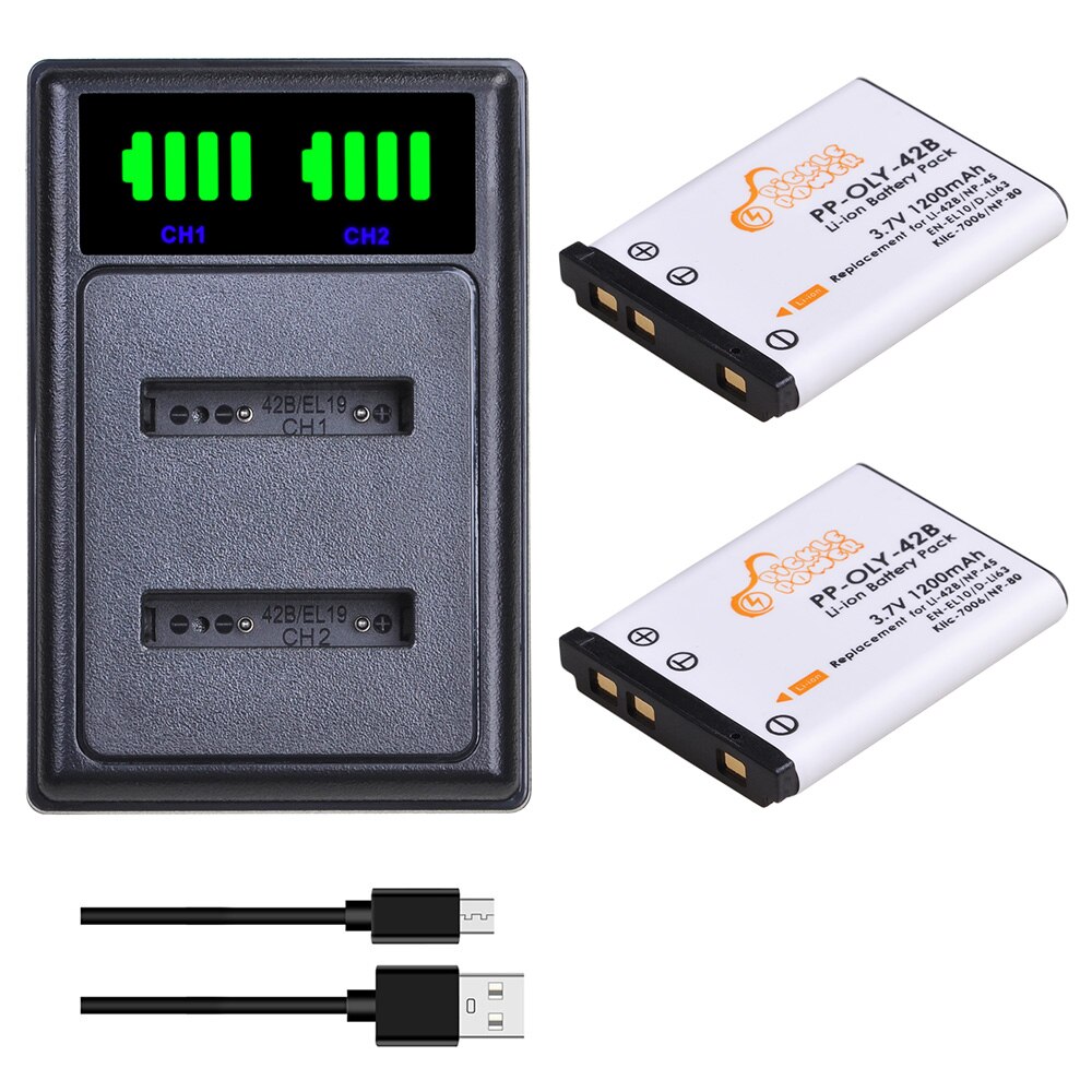 NP-45 Li-40B Li-42B EN-EL10 D-Li63 Li108 NP-80 KLIC-7006 Battery and Charger for Nikon Coolpix S4000 S210 S220 S230 S570: 2 battery 1 charger