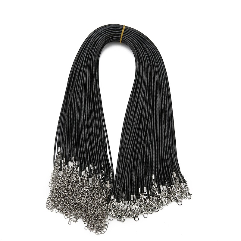 20 sztuk/partia okrągły Lobster klamrami przewód woskowany naszyjnik luzem średnica 1.5mm 2mm czarny koreański woskowane liny nici dla Diy two...