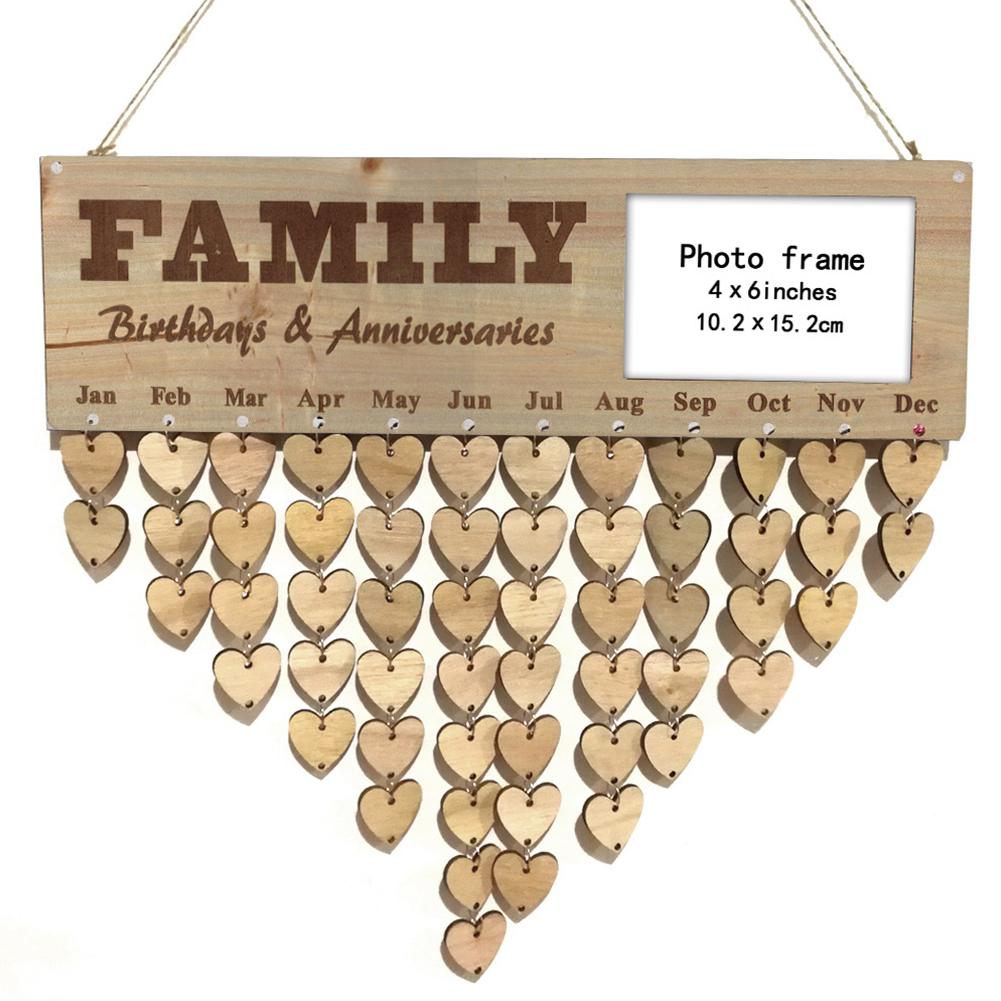 DishyKooker Wooden Family Note Board Photo Frame Calendar Wall Hanging Birthday Reminder Plaque: JM01313