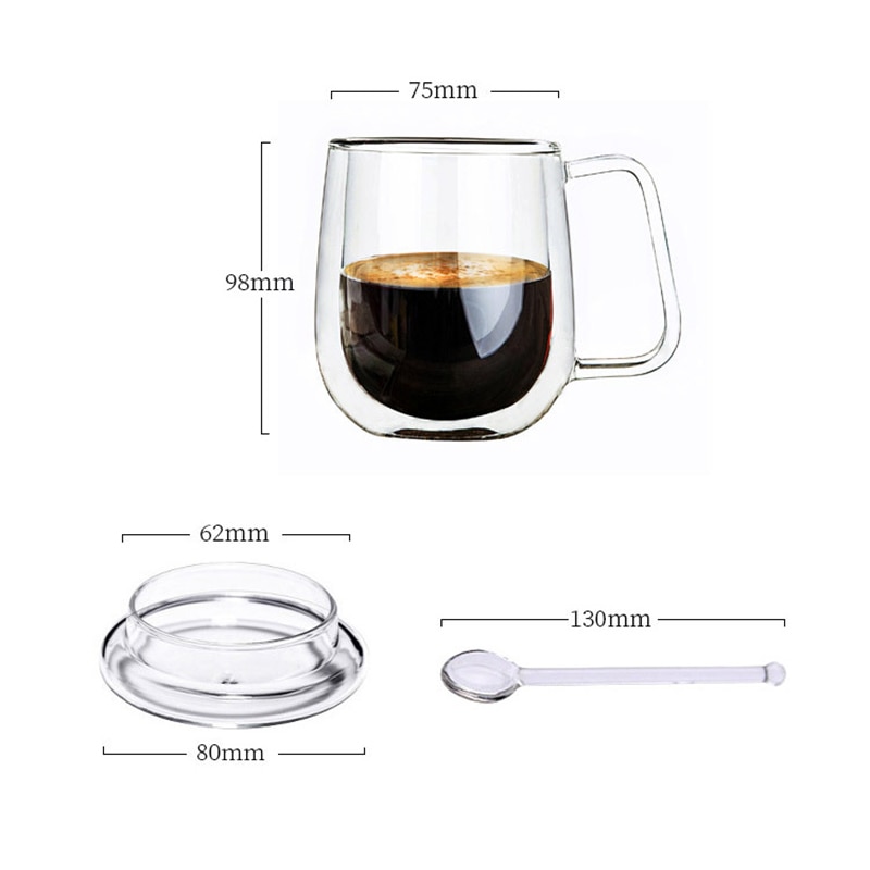 Double Wall Glass Insulated Coffee Mugs Tea Cup Thermo Drinking Glasses Verre Double Paroi Theeglas with Handle for Home Office