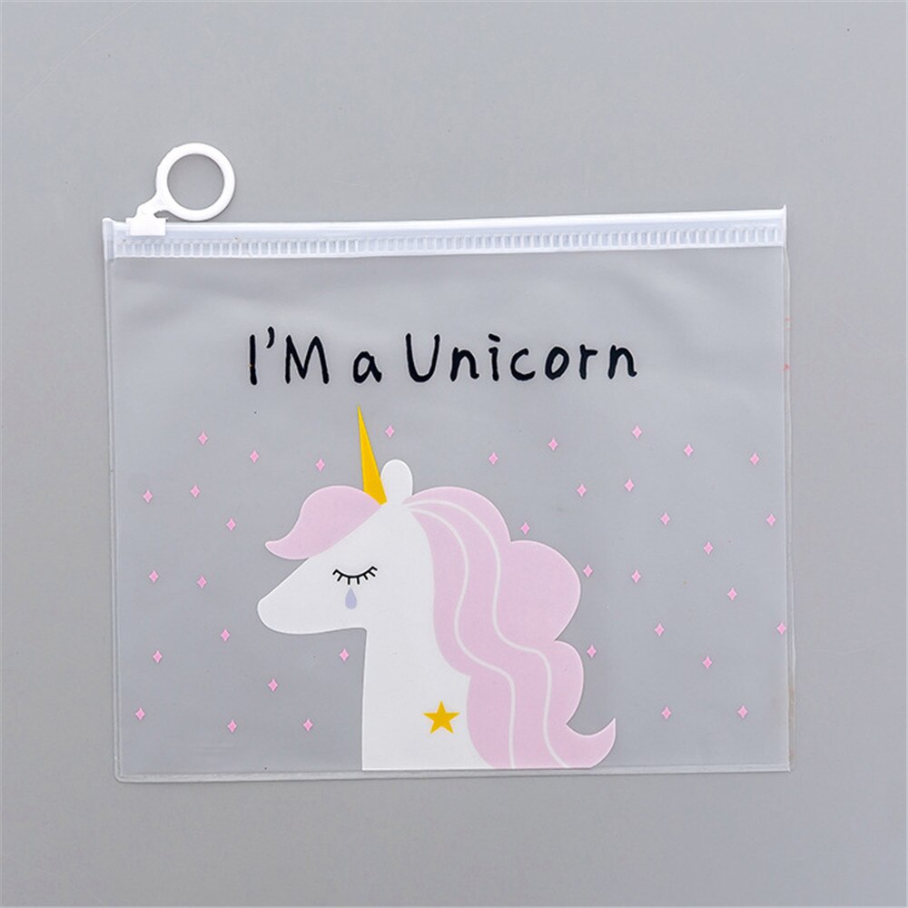 Korean Transparent Lovely Girl's Heart Document Bag File Folder Unicorn Receiving Bag Office Stationery B004: 01