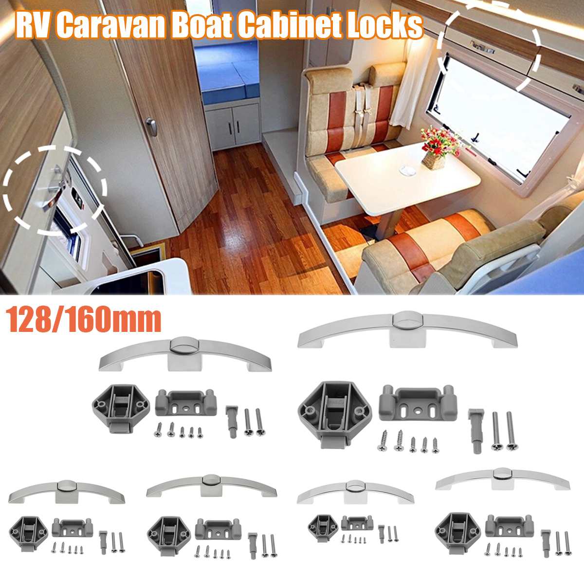 Camper Car Push Lock with Handle RV Caravan Boat Motor Home Cabinet Drawer Latch Button Locks For Furniture Handle Hardware