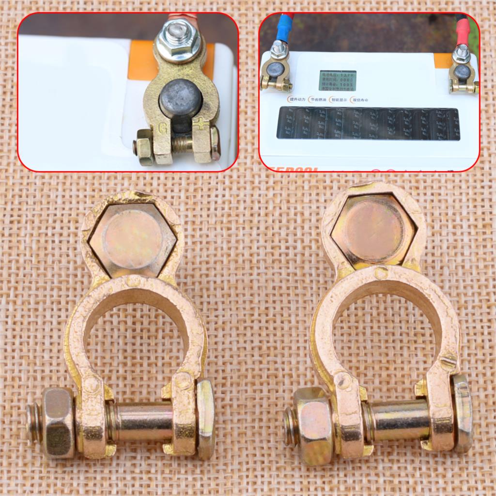 CITALL Positive & Negative 2pcs Battery Copper Terminal Pile Head Clamp Clips Connector