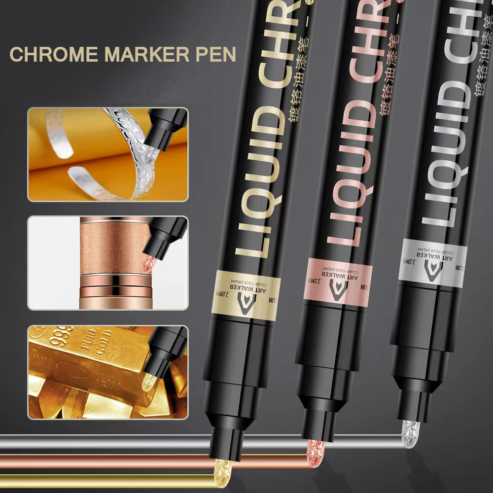 Chrom Spiegel Marker Stift 0,7mm 1mm 2mm DIY Zeichnung Farbe Stift Spiegel Marker Chrom Silber Gold Marker Auto Styling Kunst Handwerk