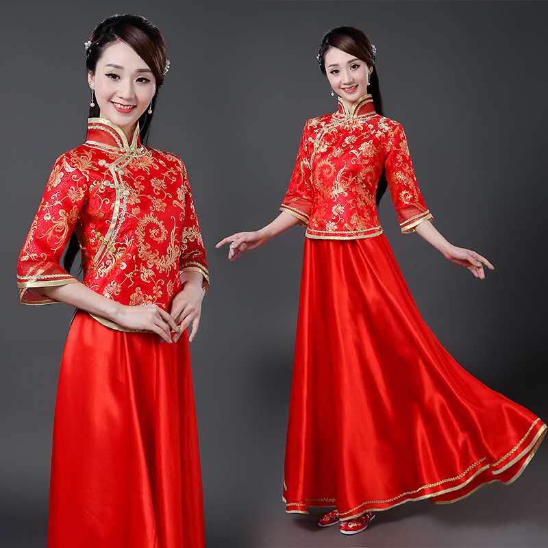 Traditionele chinese kleding voor vrouwen, zangeres, podiumkleding, chinees danskostuum, traditioneel optredenpak.: Rood / Xl