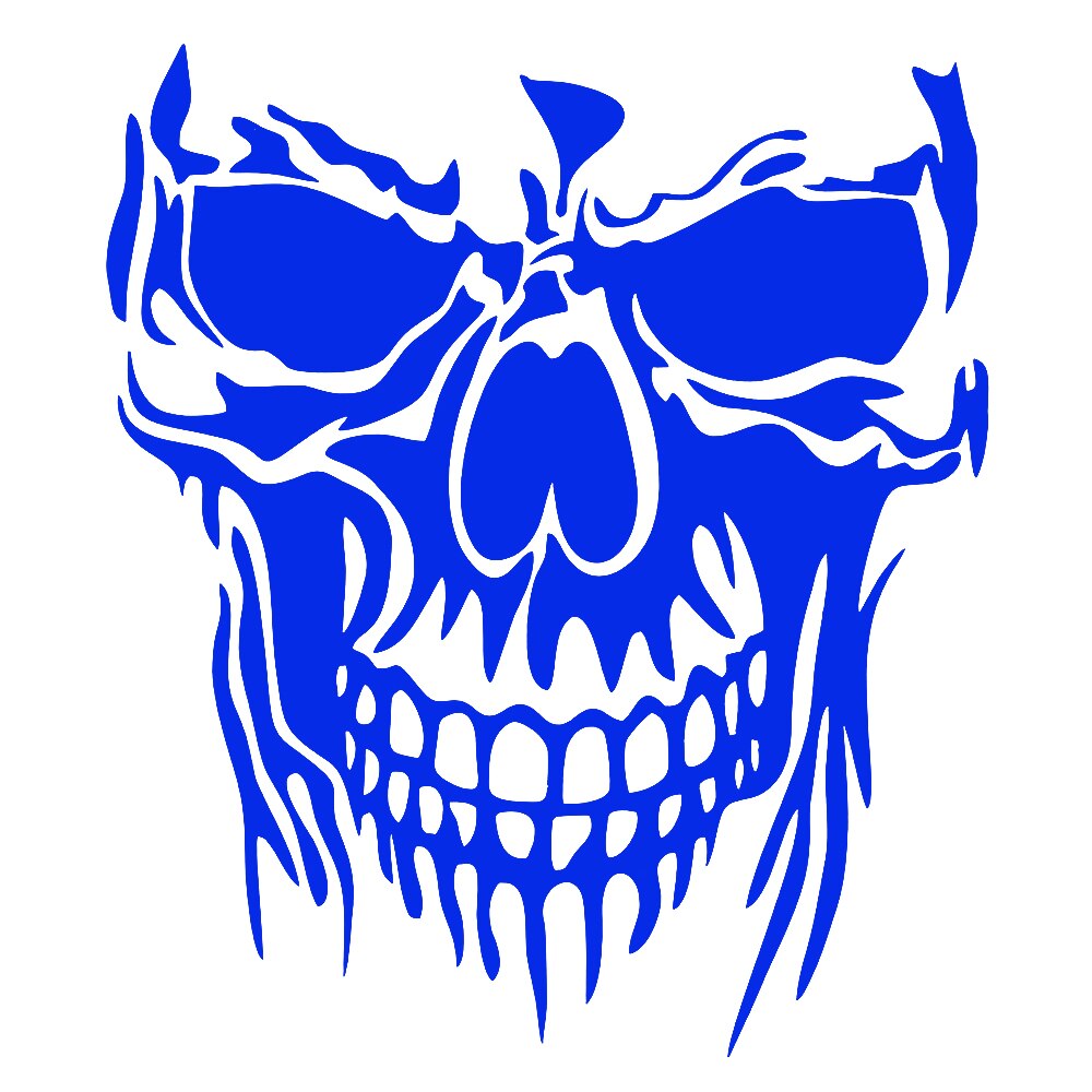DSYCAR 1Pcs Skull Decal Horrific Skeleton Vinyl Car Hood Window Stickers Vehicle Styling Removable Waterproof Sticker Reflective: Blue / M
