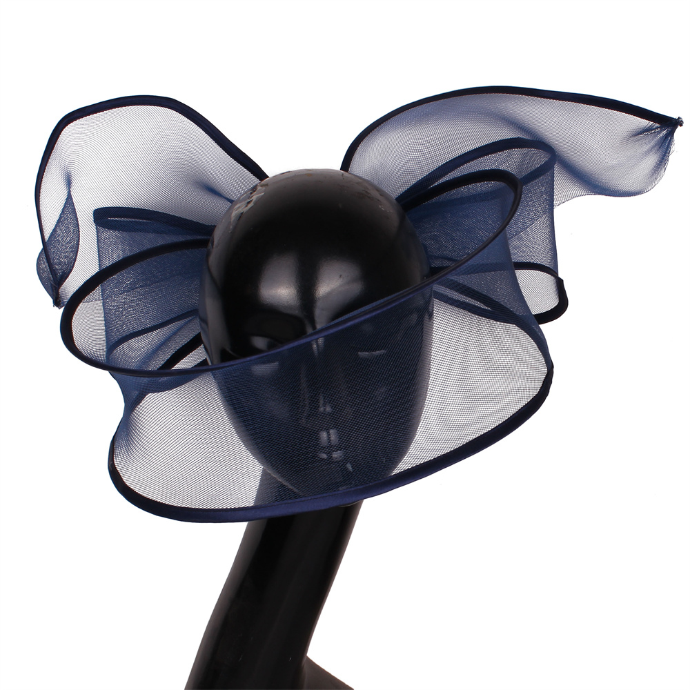 Big Fascinators Hat For Women Weddings Amazing Headwear With Bow For Party Kenducky Royal Asscot Pillbox Cap Hair Clip Bride: DEEP BLUE