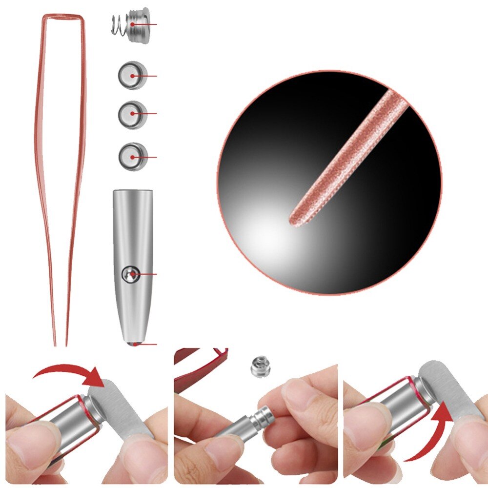Ear Cleaner LED Flashlight Earpick Wax Removal Tweezer Luminous Kids Stainless Steel Tweezer Remover