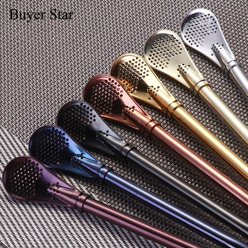 2 Pcs Smooth Flow Handmade Drinking Straw Stainless Steel Yerba Mate Tea Bombilla Straws Filtered Spoons Drinking Straw 6.22"