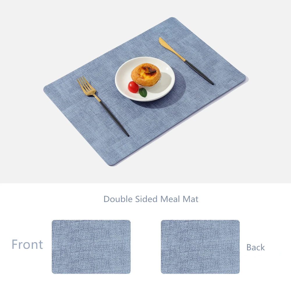 Placemats Dubbelzijdig, Kunstleer Plaats Maaltijdmatten Binnen Placemats voor Eettafel Buiten Vierkant Antislip Wasbare Placemats: M / Blauw