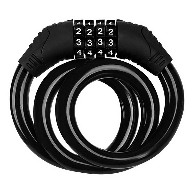 Bicycle Four-digit Password Lock Anti-theft Lock Mountain Bike Lock Dead Fly Bicycle Equipment Electric Motorcycle: A-Black