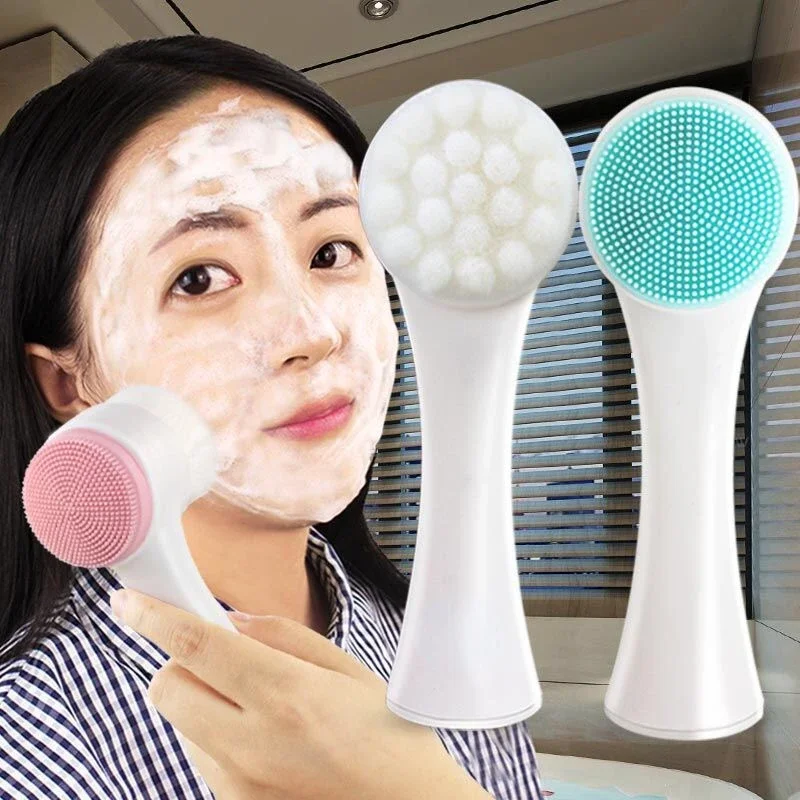 Silicagel gezichtsborstel Dubbelzijdige gezichtsreiniger Mee-eter verwijderen Product Poriereiniger Exfoliërende gezichtsborstel Gezichtsborstel
