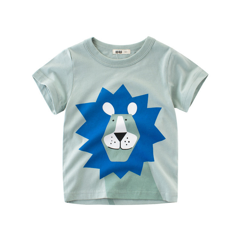 T-shirt manches courtes pour enfants | T-shirt d'été, pour enfants garçons, avec motifs d'animaux de dessin animé, t-shirt imprimé, lion, éléphant, girafe, haut en coton: lion / 5 6years