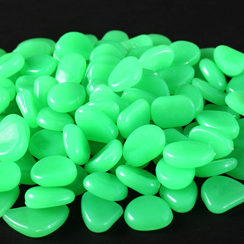 100Pcs Fluorescent Resin Stone Garden Decoration Glowing Garden Pebbles In The Dark Garden Courtyard Lawn Luminous Stone: light green