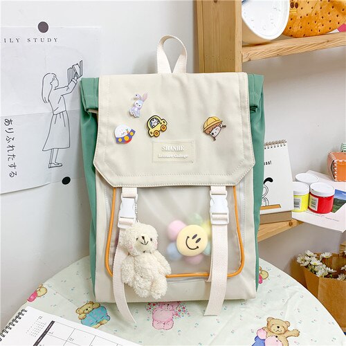 Transparante Rugzak Vrouw Laptop Tas 15.6 Inch Leuke Kawaii Japanse Stijl Rugzakken Voor Tienermeisjes School Ita Tas Vrouwen H220: green