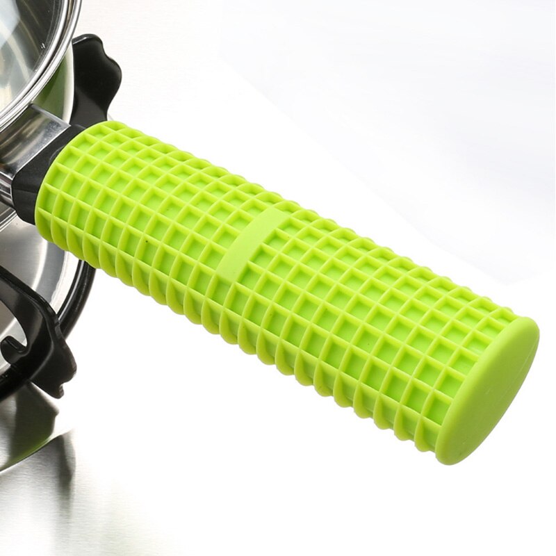 Piezas de utensilios de cocina 1 Uds. Herramientas de cocina resistentes al calor funda para asa de cazo mangos de silicona antideslizantes manoplas de aislamiento: green