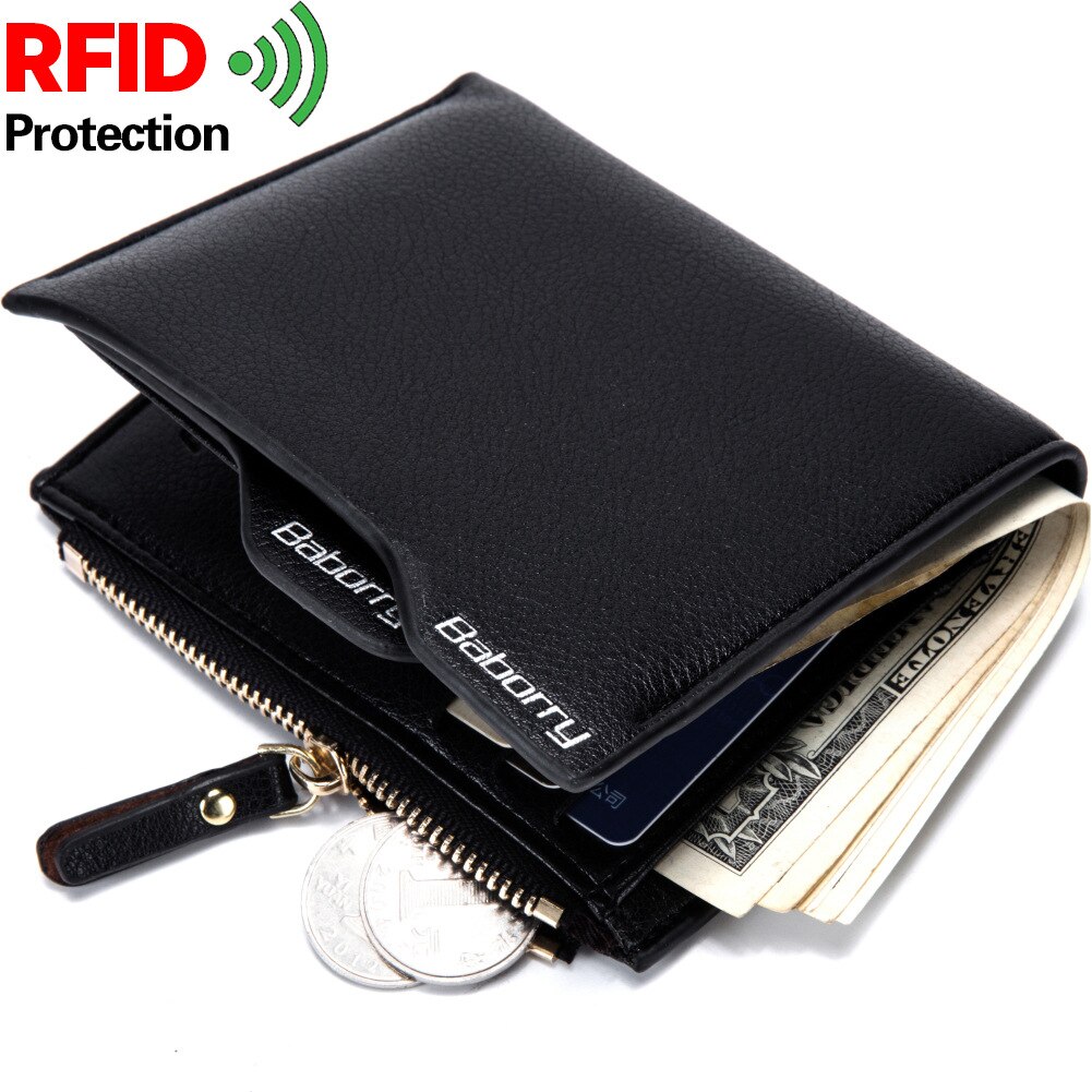 Luxuriöses herren-Geschäft-portemonnaie mit kartenhalter, herren-münzbeutel, münztasche mit reißverschluss, antimagnetisch, Anti-rfid